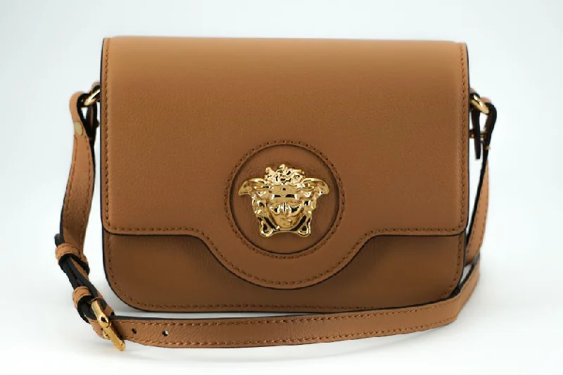 Trendy Bags For Teenage Girls Versace Brown Leather Shoulder Bag