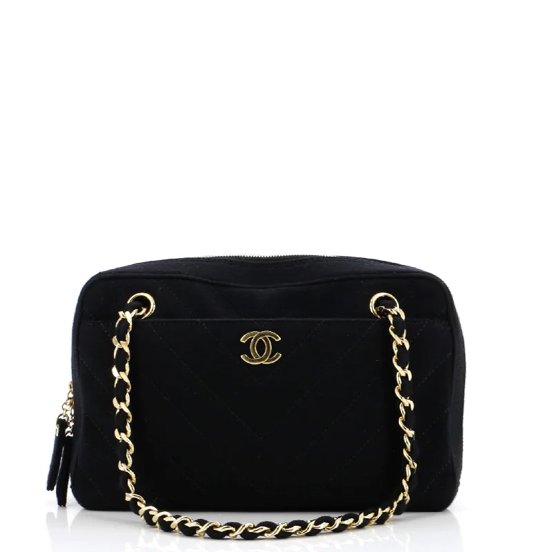Stylish Bags For Fashion Bloggers Vintage CC Camera Bag Chevron Jersey Small