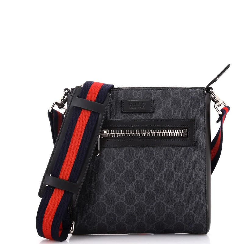 Chic And Clearance-Priced Tote Bags Web Strap Front Zip Messenger Bag GG Coated Canvas Small