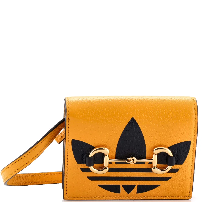 Seasonal Clearance Bags For Summer x adidas Horsebit Flap Card Case on Strap Leather